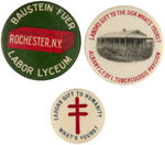 THREE RARE SOCIALIST AND LABOR UNION NEW YORK STATE BUTTONS.