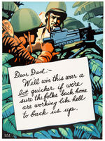 WWII "DEAR DAD" POSTER WITH MACHINE GUNNER.