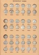 10C ROOSEVELT DIME NEAR COMPLETE SET 1946-1999 AU-PROOF.