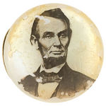 LINCOLN PHOTOGRAPHIC PORTRAIT ON DOMED MOTHER OF PEARL WITH BRASS DOUBLE STUDDED REVERSE.