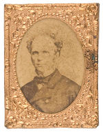 HORATIO SEYMOUR 1868 UNLISTED CARDBOARD PHOTO IN BRASS SHELL FRAME.