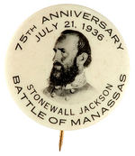 "STONEWALL JACKSON" REAL PHOTO BUTTON FOR 1936 ANNIVERSARY "BATTLE OF MANASSAS."