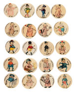 "LITTLE PINKIES" 1896 COMPLETE SET OF 20 BUTTONS.