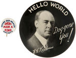 HUEY LONG BUTTON WITH POCKET MIRROR FOR HIS POLITICAL ALLY W.K. HENDERSON.