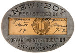 "NEWSBOY" METAL LICENSE BADGE FROM NEW YORK CITY.