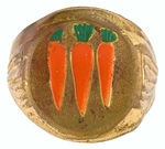 RARE RING DEPICTING THREE CARROTS IN COLOR.