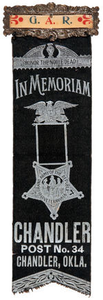 GRAND ARMY OF THE REPUBLIC THREE RIBBON BADGES.