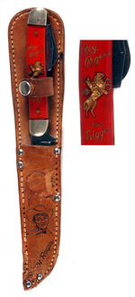 "ROY ROGERS AND TRIGGER" KNIFE W/LEATHER HOLDER.