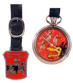 THREE LITTLE PIGS POCKET WATCH BY INGERSOLL W/FOB.