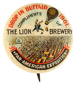 1901 PAN-AMERICAN EXPO "LION BREWERY" HOT AIR BALLOON BUTTON.