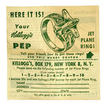 KELLOGG'S PEP JET PLANE RING/MAILER/AD.