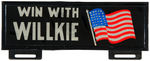 "WIN WITH WILLKIE" GRAPHIC 1940 REFLECTIVE LICENSE PLATE.