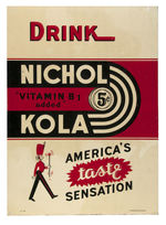 "DRINK NICHOL KOLA" TIN ADVERTISING SIGN.