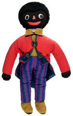 GOLLIWOG LOT OF FOUR SMALLER SIZE VARIETY STUFFED DOLLS.