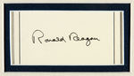 BEAUTIFUL FRAMED DISPLAY OF FIVE PRESIDENTIAL AUTOGRAPHS NIXON, FORD, CARTER, REAGAN AND BUSH.