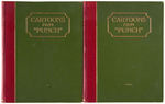 “CARTOONS FROM PUNCH” VOL. ONE AND FOUR BOUND 1906 CARTOON REPRINT BOOK PAIR.