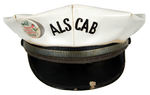 “ALS CAB” DRIVERS HAT WITH 1950 "MINNESOTA LICENSED CHAUFFEUR” BUTTON.