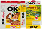 KELLOGG'S "OKs" YOGI BEAR CEREAL BOX FLAT WITH "JUNGLE JUMP-UP GAME" BACK.