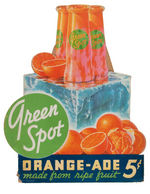 "GREEN SPOT - ORANGE-ADE" STORE COUNTERTOP STANDEE.