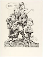 “NATIONAL CARTOONISTS SOCIETY” PORTFOLIO PAIR WITH TOTAL OF 21 SIGNED AND 7 UNSIGNED PRINTS.