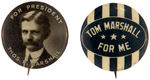 TWO PRESIDENTIAL HOPEFUL BUTTONS FOR WILSON’S V.P. TOM MARSHALL.