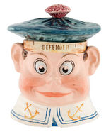 BROWNIES SAILOR HIGH QUALITY MAJOLICA TOBACCO HUMIDOR.