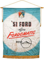 "'51 FORD OFFERS FORDOMATIC DRIVE” SHOWROOM BANNER.