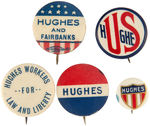 HUGHES NAME AND SLOGAN BUTTON GROUP OF FIVE.