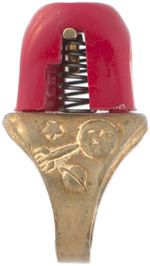 KIX CEREAL 1951 ROCKET-TO-THE-MOON RING WITH COMPLETE TRIO OF GLOWING ROCKETS.