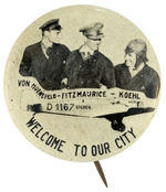 FIRST EAST TO WEST TRANSATLANTIC FLIGHT 1928 COMMEMORATION BUTTON.