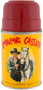 "HOPALONG CASSIDY" COLOR VARIETY METAL LUNCHBOX WITH THERMOS.