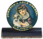 "JOHNSON'S AXEL GREASE" PAPERCLIP WITH CELLULOID.