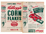 KELLOGG'S "CORN FLAKES" CANADIAN CEREAL BOX FLAT WITH MAGIC VIEWER BACK & PROMO FLYER.