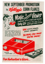 KELLOGG'S "CORN FLAKES" CANADIAN CEREAL BOX FLAT WITH MAGIC VIEWER BACK & PROMO FLYER.