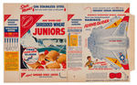 NABISCO "SHREDDED WHEAT JUNIORS" CEREAL BOX FLAT SET WITH GLIDER BACKS.