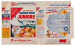 NABISCO "SHREDDED WHEAT JUNIORS" CEREAL BOX FLAT SET WITH GLIDER BACKS.