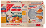 NABISCO "SHREDDED WHEAT JUNIORS" CEREAL BOX FLAT SET WITH GLIDER BACKS.