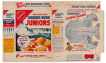 NABISCO "SHREDDED WHEAT JUNIORS" CEREAL BOX FLAT SET WITH GLIDER BACKS.