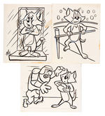 TOM & JERRY TOPPS TATTOO ORIGINAL ART TRIO.