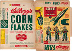 KELLOGG'S "CORN FLAKES" CEREAL BOX FLAT WITH "TOM CORBETT SPACE CADET" CUT-OUTS BACK.