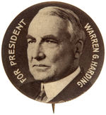 SCARCE 1.25” SIZE “FOR PRESIDENT WARREN G. HARDING” BUTTON.