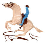 RIN TIN TIN "CORPORAL RUSTY" AND HORSE BOXED FIGURES.