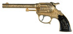 "OFFICIAL HOPALONG CASSIDY GOLD PLATED SINGLE SHOT CAP GUN" BOXED.