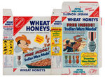 NABISCO "RICE HONEYS" & "WHEAT HONEYS" CEREAL BOX FLAT PAIR WITH CAVALRY MEDAL BACKS.