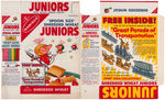 NABISCO "SHREDDED WHEAT JUNIORS" CEREAL BOX FLAT WITH "GREAT PARADE OF TRANSPORTATION" BACK.