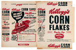 KELLOGG'S "CORN FLAKES" CEREAL BOX FLAT WITH JET-DRIVE WHISTLE LOCO PREMIUM TRAIN & FOLDER.