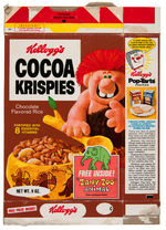 KELLOGG'S "COCOA KRISPIES" CEREAL BOX WITH ZANY ZOO ANIMAL PREMIUMS.