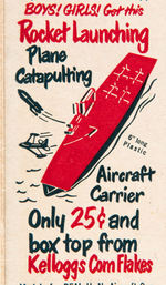 KELLOGG'S "CORN FLAKES" CEREAL BOX FLAT WITH AIRCRAFT CARRIER PREMIUM.