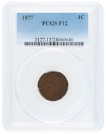 1C "INDIAN HEAD" 1877 CENT PCGS F12.