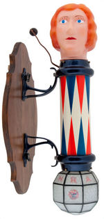 LADY HEAD/NRA DUEL LIGHT 1930S BARBER POLE FROM THE MARK FURR COLLECTION.